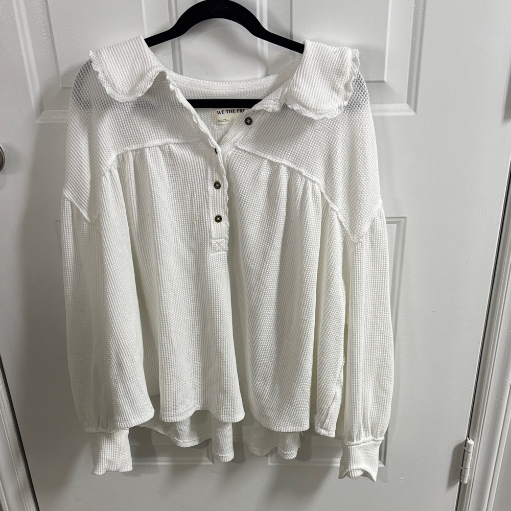 We The Free Ivory Button-Up Blouse
